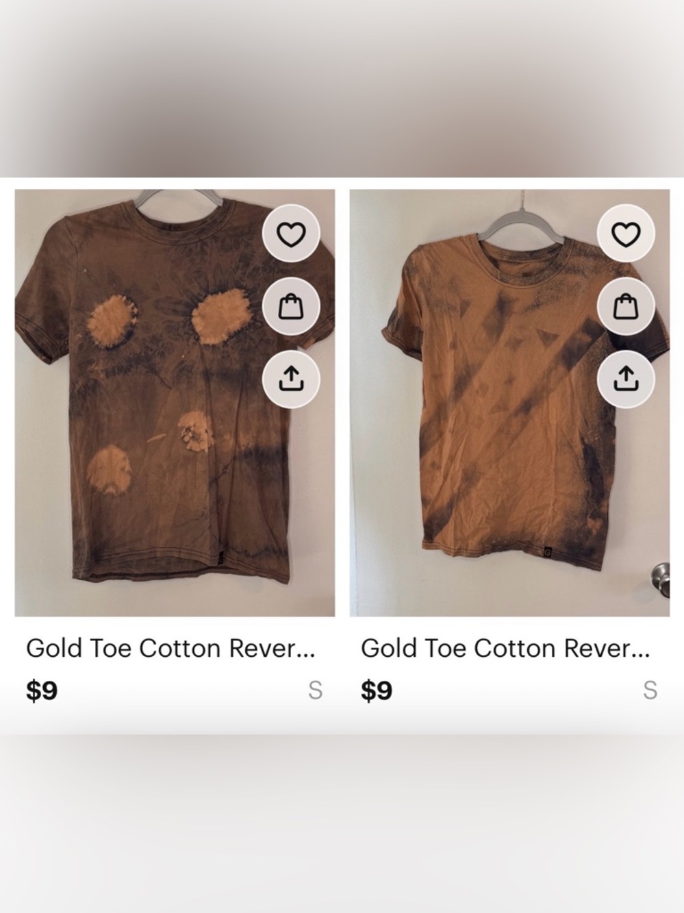 Gold Toe Cotton Reverse Tie-Dye Crewneck T-Shirt - Brown/Navy small